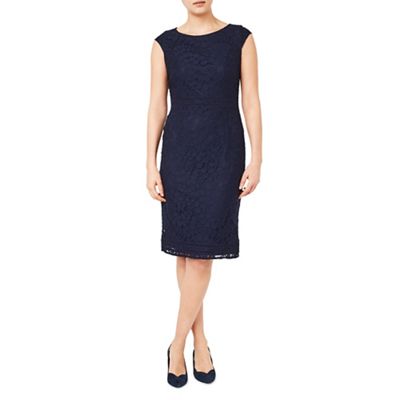 Navy lace fitted dress